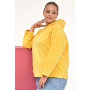 Sea Moda Polar Kumaş Kapüşonlu Sweat-Sarı