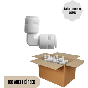 100 Adet İnline (Çubuklu) L Dirsek Filtre Bağlantı Parçası