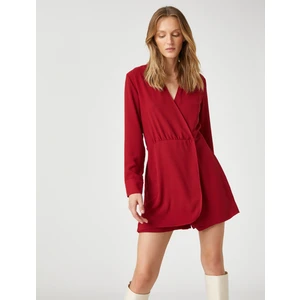 Koton Anvelop Şortlu Tulum V Yaka Uzun Kollu