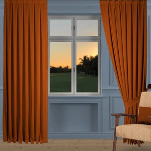 Ada Fon Perde Pilesiz Extraforlu Düz Dikim Büzgü Pile Oranj