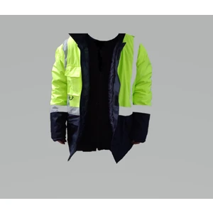 Reflektörlü Su Geçirmez Parka Kışlık Mont Sarı-Lacivert Xxl