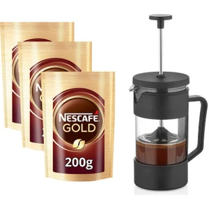 Set 3 Paket Nescafe Gold Eko Paket 200gr + French Press