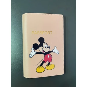 Seyahat Aksesuar Mickey Mouse Tasarımlı Deri Pasaport Kılıfı