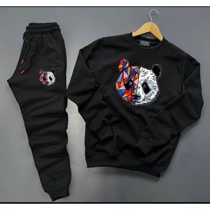 New Cabin Yeni Sezon Unisex Alt-Üst Tokyo Panda Baskılı Sıfır Yaka Sweat- Pamuklu Eşofman Altı 2'li