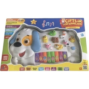 Can Ali Toys Türkçe Sesli Eğitici Köpek Figürlü Çiftlik Hayvanları Müzikli Piyano Karışık Renkler