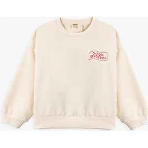 Basic Sweatshirt Baskılı Detaylı Uzun Kollu Bisiklet Yaka