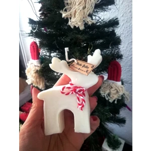 Beyaz Renkli Kokulu Yılbaşı Geyiği Hediyelik Mum