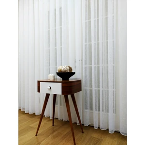 Evdepo Home  Taç Kullanıma Hazır Şantuk Keten 1/2 Seyrek Pile Tül Perde Tek Kanat - Ekru 130 x 200 cm