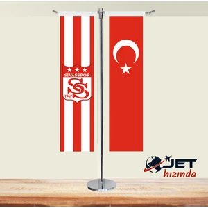 Jet Hızında Jethızında Sivas Spor ve Türk Bayrağı 2'li T Masa Bayrağı Takımı