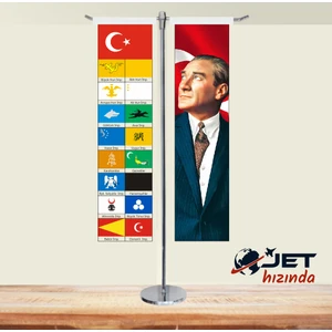 Jet Hızında Jethızında 17 Türk Devleti ve Atatürk 2'li T Masa Bayrağı Takımı