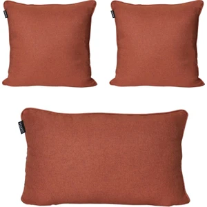 3'lü Pamuk Dokulu Dokuma Kırlent Kılıfı Kiremit