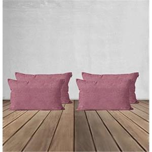 4'lü Kadife Dokulu Kırlent Kılıfı Gül Kurusu