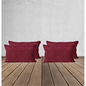 4'lü Kadife Dokulu Kırlent Kılıfı Bordo