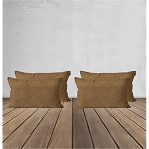 4'lü Kadife Dokulu Kırlent Kılıfı Camel