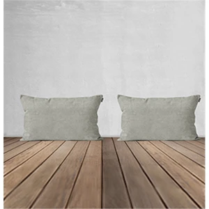 2'li Kadife Dokulu Dikdörtgen Kırlent Kılıfı Taş