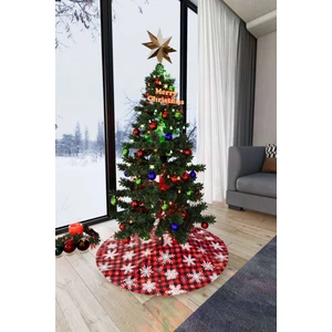 Cango Home Kırmızı Beyaz Yılbaşı Temalı Dijital Baskılı Çam Ağacı Örtüsü