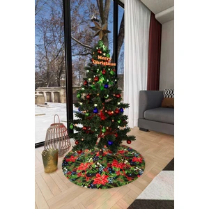 Cango Home Yılbaşı Kırmızı Çiçekler Dijital Baskılı Çam Ağacı Örtüsü