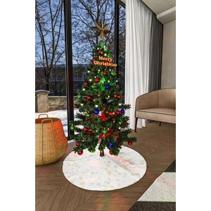 Cango Home Sarı Beyaz Yılbaşı Temalı Dijital Baskılı Çam Ağacı Örtüsü