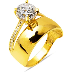 14 Ayar Altın Tektaş Alyanslı Yüzük