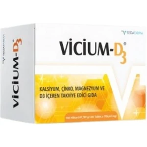 Vicium D3 Kalsiyum, Çinko, Magnezyum Ve D3 Içeren Takviye Edici Gıda 60 Tablet