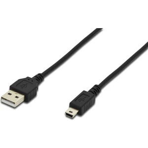 USB 2.0 Bağlantı Kablosu, USB A Erkek - USB Mini B (5 Pin) Erkek, 1.8 Metre, USB 2.0 Uyumlu, Ul, Siyah Renk