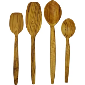 Zeytin El Yapımı  Kaşık Seti , Tahta Kaşık , Spatula , Ahşap Mutfak Seti 4 Parça