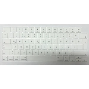 Macbook Pro 16 Inç 2021 A2485 M1 Işlemcili Türkçe Q Silikon Klavye Koruyucu Beyaz