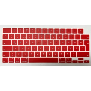Macbook Pro 16 inç  A2485 A2780 A2991 A3403 A3116 A3186 çip M1/M2/M3/M4 Işlemcili Türkçe Q Silikon Klavye Koruyucu Kırmızı (TOUCBARSIZ)