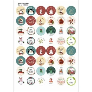 Mutlu Yıllar Sticker 3 cm 96 Adet Yeni Yıl Yılbaşı Sticker