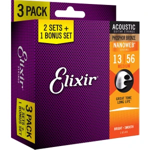 13-56 Nanoweb Phos.brz. Ekonomik 3'lü Set Akustik Gitar Teli (16546)