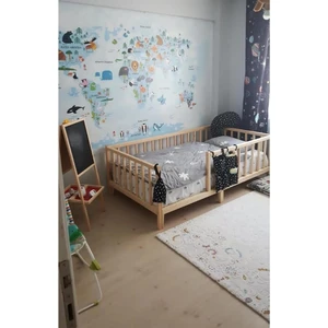CND Home Unisex Montessori Bebek ve Çocuk Karyolası Doğal Ahşap Yatak