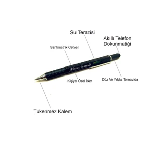 Ahşap Kutuda Mühendis Kalemi Tornavida Su Terazi Cetvel Kişiye Özel Kalem