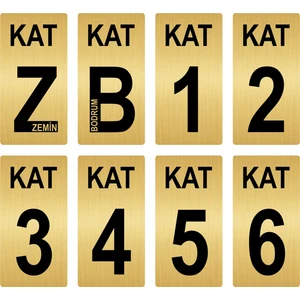 Özarslan Dizayn Apartman Bina Kat Numarası Levhası 9X18 cm Altın Renk