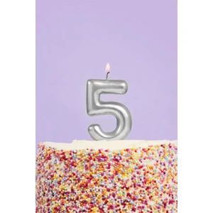 Le Mabelle Gümüş  5 Rakamı Mum