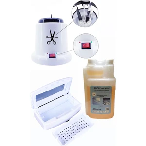 Ellea Nail 100 W Sterılızasyon Makinesi Ve Microvem Dezenfektan Sıvı 1 Lt Asansörlü Steril  Kutusu Seti