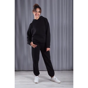 giyadda Unisex Siyah Oversize İçi Puflu Kapüşonlu Bol Kalıp Sweatshirt Hoodie