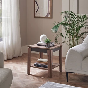 Enza Home Orlando Modern Ahşap Kare Yan Sehpa