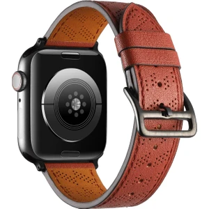 Apple Watch 7 6 Se 5 4 3 2 1 - 41 / 40 / 38 mm Uyumlu Suni Deri Kordon Kayış Watch Band / Strap
