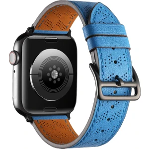 Apple Watch 7 6 Se 5 4 3 2 1 - 41 / 40 / 38 mm Uyumlu Suni Deri Kordon Kayış Watch Band / Strap