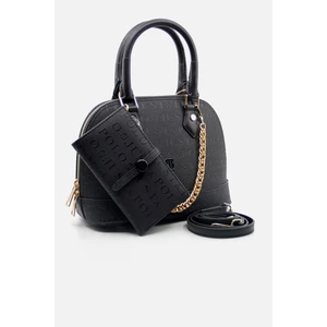 Just Polo Siyah Orta Boy Zincir Askılı Yeni Sezon Kadın El & Omuz Çantası ve Cüzdan Kombini 27X20CM MDS4076-1011