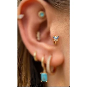 Ares Collection Cerrahi Çelik Mini Kelebek Tragus Rook Uyumlu Halka Piercing