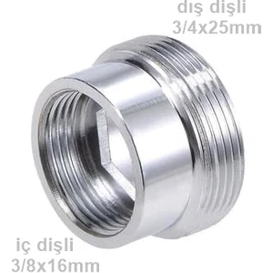 3/8x16 mm x 3/4x25 mm Ara Musluk Çamaşır Makina Musluğuna Dönüştürücü Rediksiyon Aparatı