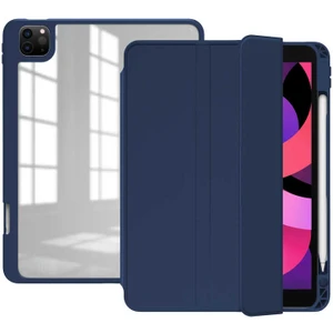 Case 4U Apple iPad Pro 12.9 2022 M2 Manyetik Nort Arkası Şeffaf Standlı Kılıf Lacivert