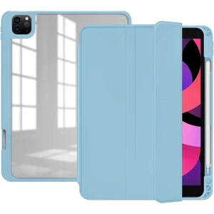Case 4U Apple iPad Pro 12.9 2022 M2 Manyetik Nort Arkası Şeffaf Standlı Kılıf Açık Mavi