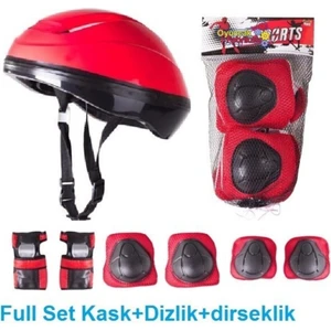 Furkan Toys Çocuk Için Kask Dizlik Dirseklik Koruyucu Set Kırmızı
