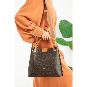 Just Polo Büyük Boy Örgülü 5 Gözlü Kadın El ve Omuz Çantası 27X30CM MDS20107