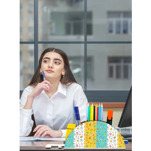 Ahşap Kırtasiye Ikon Gökkuşağı Cetvelli Masaüstü Kalemlik Kutu Çocuklar Için Organizer NOTPAGK114