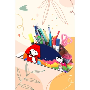 Ahşap Snopy Joe Cool Gökkuşağı Cetvelli Masaüstü Kalemlik Kutu Çocuklar Için Organizer NOTPAGK49