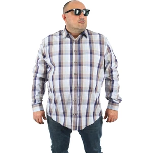 Moc Grande Mocgrande Büyük Beden Erkek Küçük Kareli Gömlek 23361 Lacivert