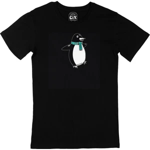 Atkılı Penguen Siyah Tişört